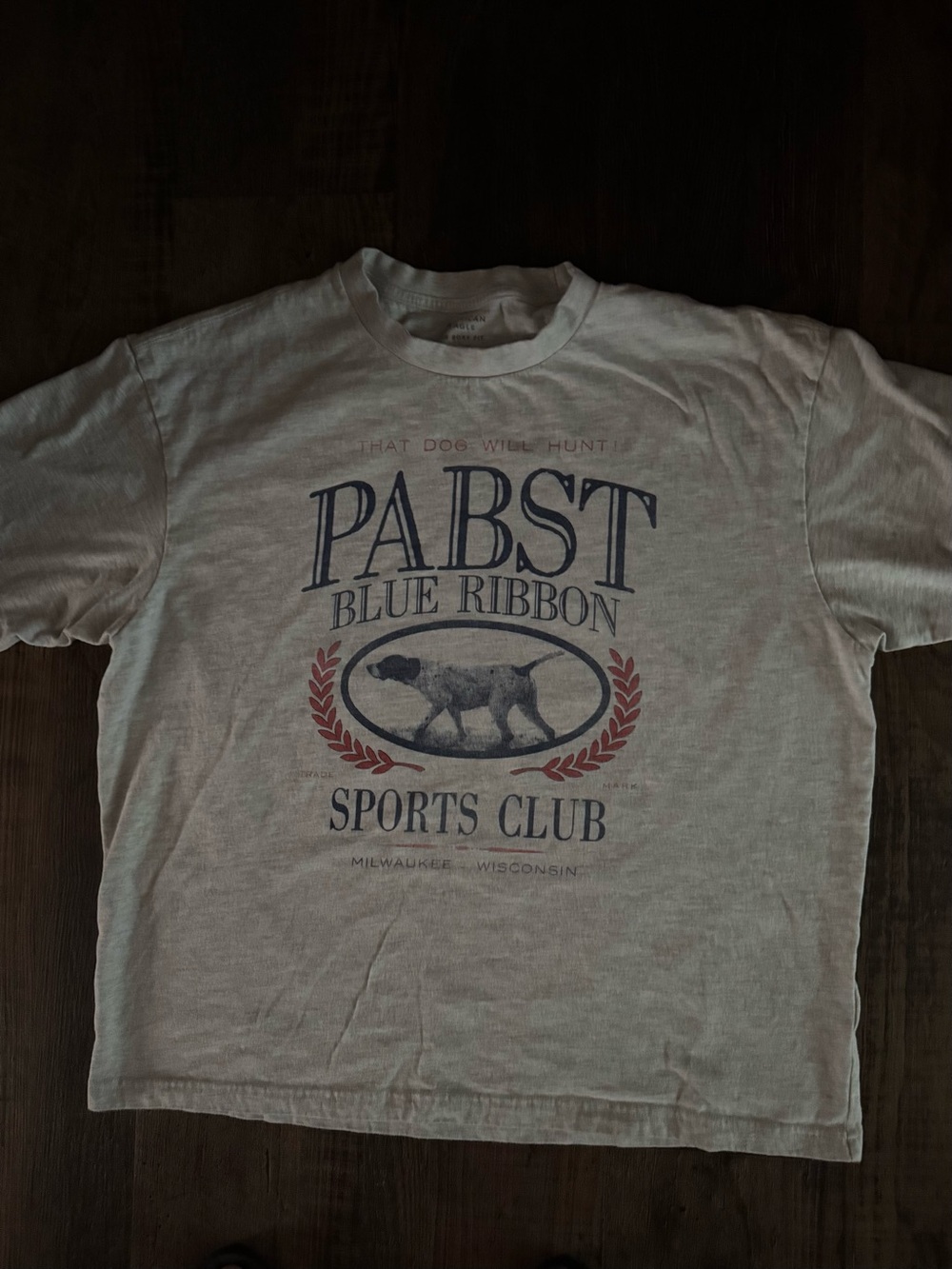American Eagle Pabst Blue Ribbon Dog Graphic Boxy T-Shirt Size Large
